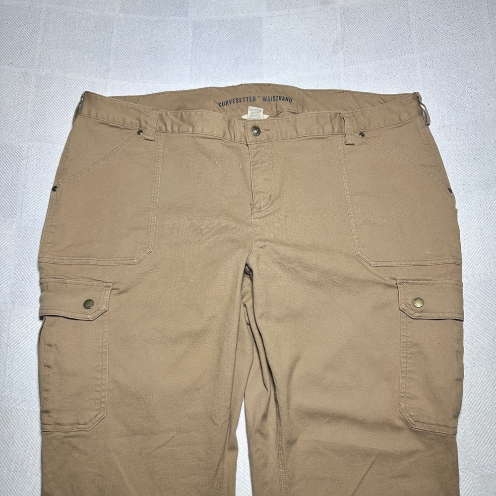 Duluth Trading Flex Fire Hose Cargo Pant Women 22Wx29 Curvesetter Workwear Brown - Picture 2 of 14
